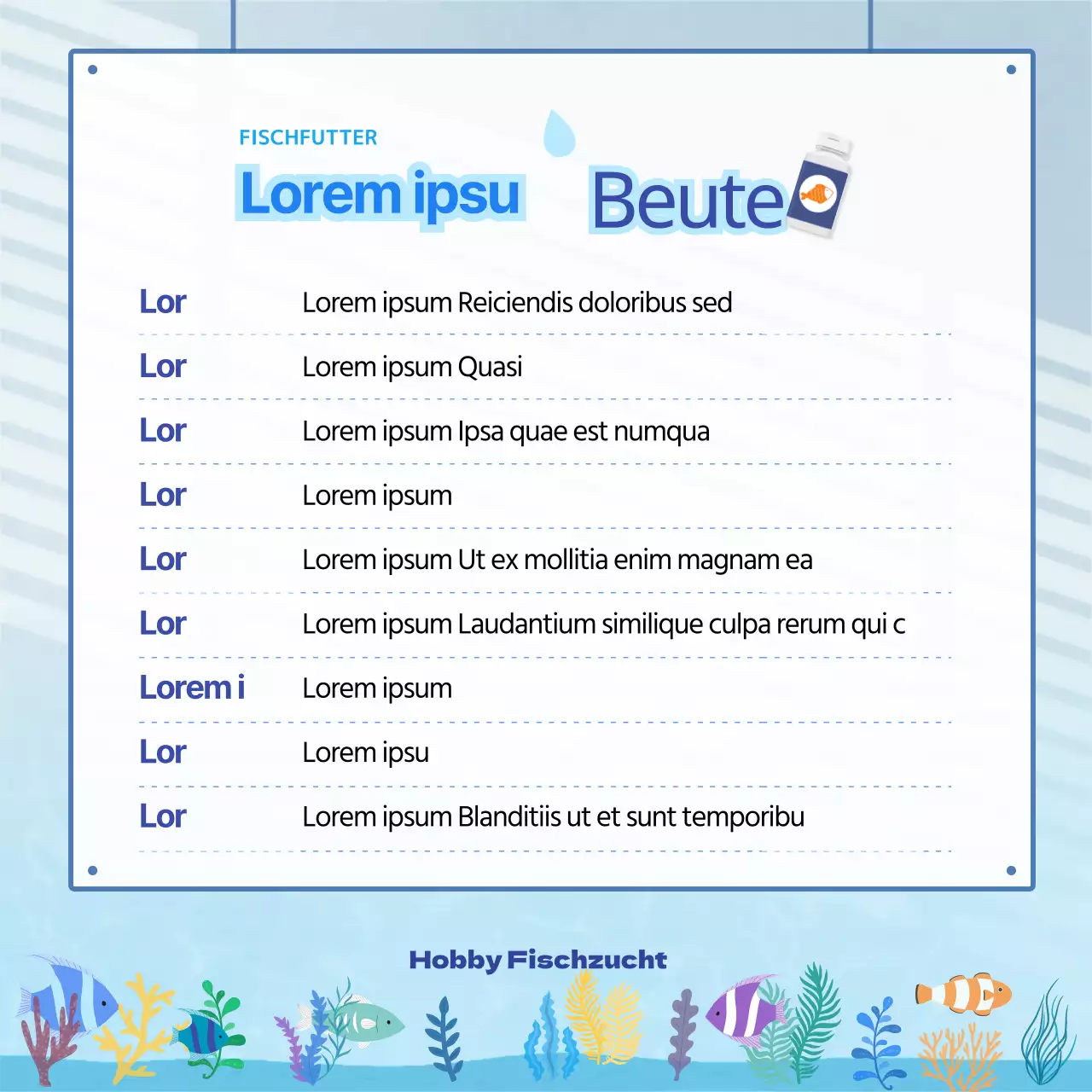 Aquarienhintergrund mit vielen blauen, gewellten Fischen, Wasserleben-Glossar CardNews