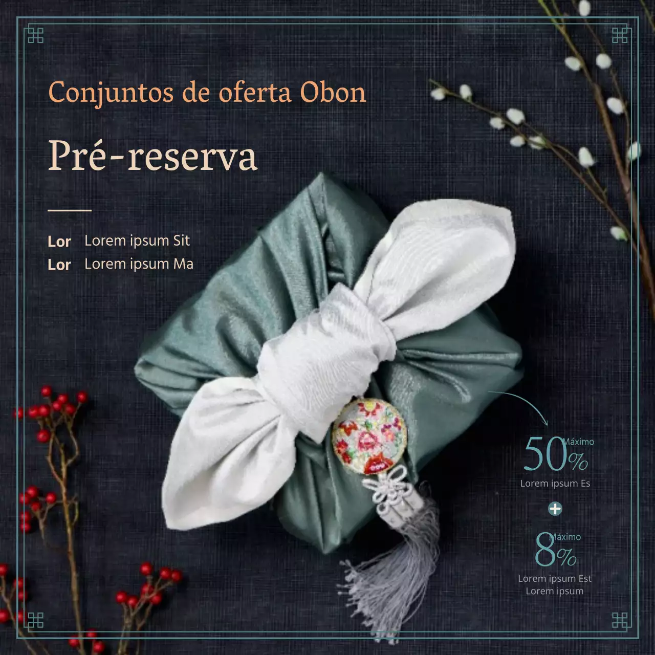 Folheto de pré-encomenda do conjunto de oferta Obon com fotografias de férias deslumbrantes