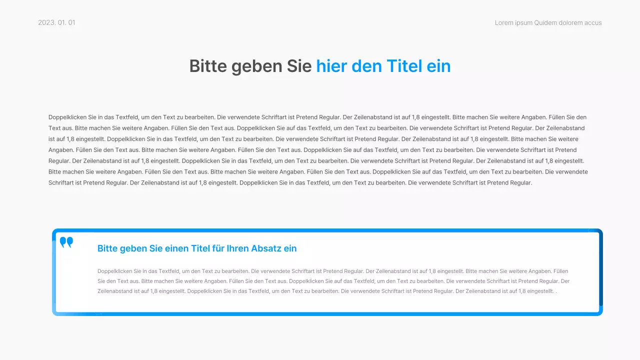 Geschäftsbericht mit einem modernen Farbverlauf in Weiß und Blau