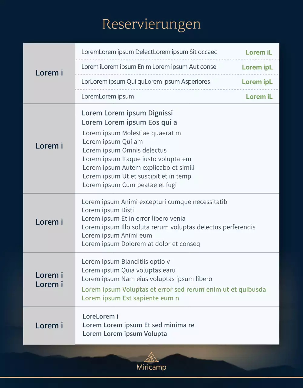 Navy und Dark Camping Detailseite