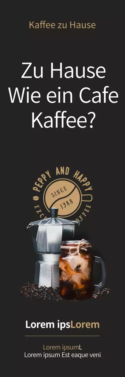 Schwarzes und braunes Veranstaltungsbanner zum Thema Kaffee