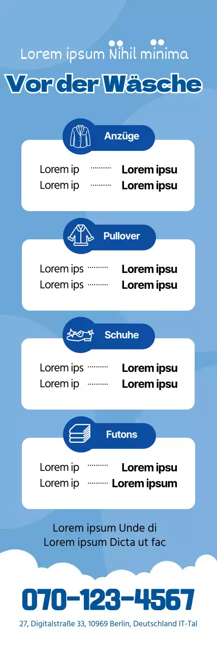 Blaue Illustration zur Förderung einer sauberen Wäsche