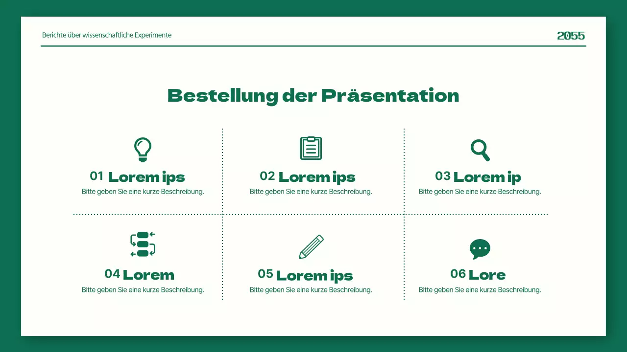 Saubere wissenschaftliche Laborberichte in Grün und Orange