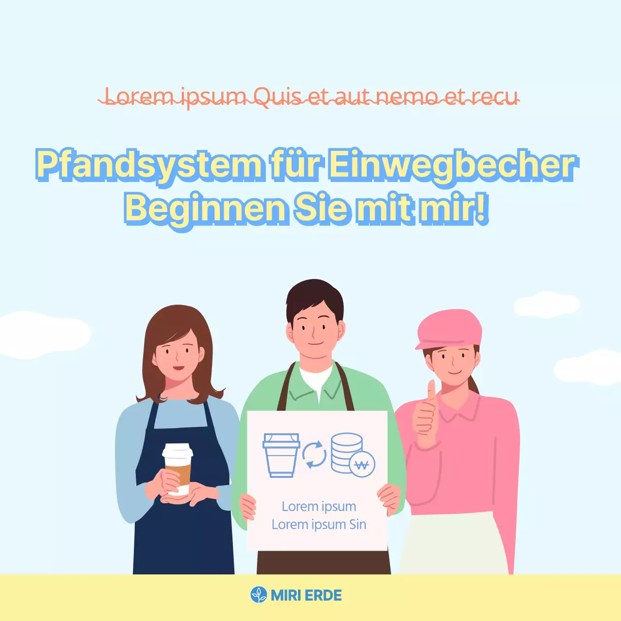 Einfache Einwegbecher in Hellblau und leuchtendem GelbBereitgestellt von CardNews