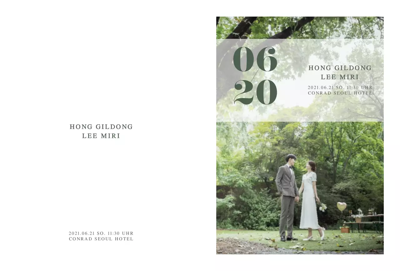 Grüne Hochzeit Foto-Postkarte für Hochzeitseinladungen