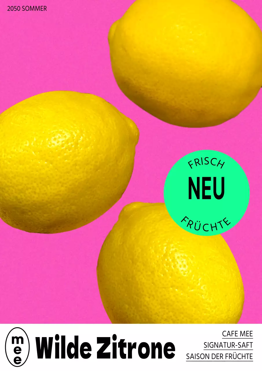 Förderung von Vintage-Café-Früchten in Gelb und Rosa