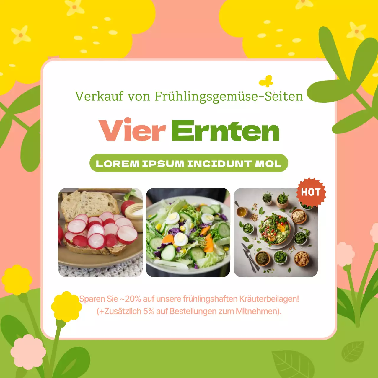 Leuchtende Frühlingsblumen in Chartreuse und Rosa