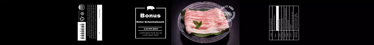 Schwarzes Foto Schweinebauch-Etikett