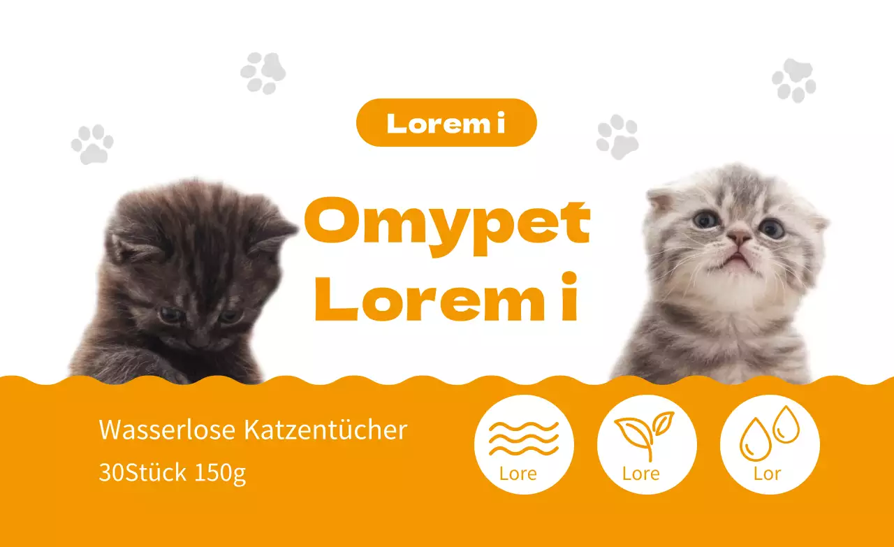 Orangefarbene niedliche Katzen-Tissue-Etiketten