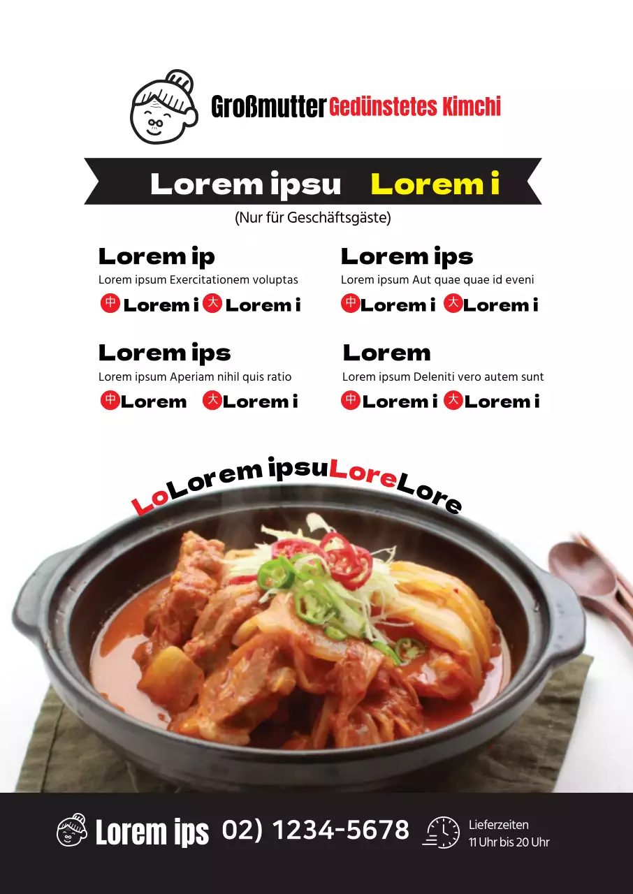 Kimchi-Eintopf-Menü in diesem sauberen, weißen Restaurant mit vielen Fotos