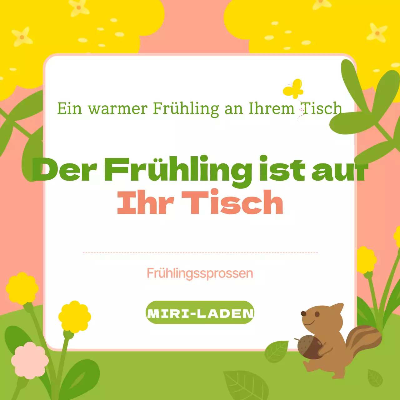 Leuchtende Frühlingsblumen in Chartreuse und Rosa