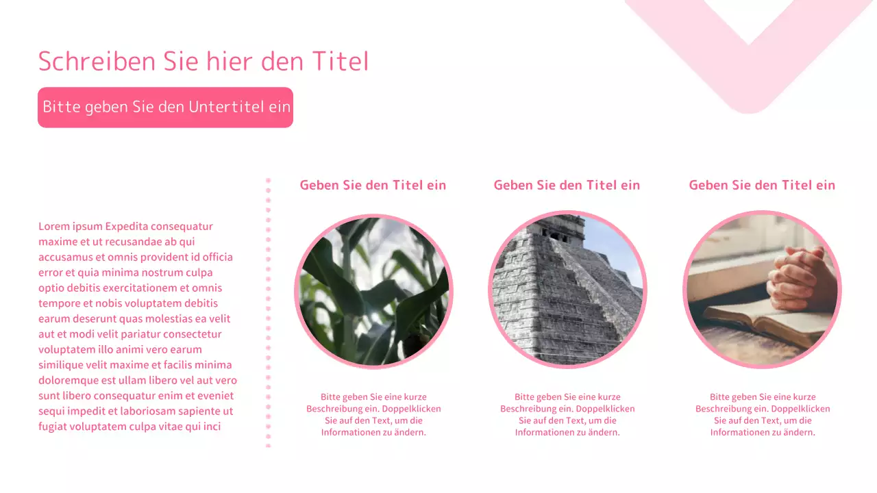 Rosa Präsentation von klaren geometrischen Formen