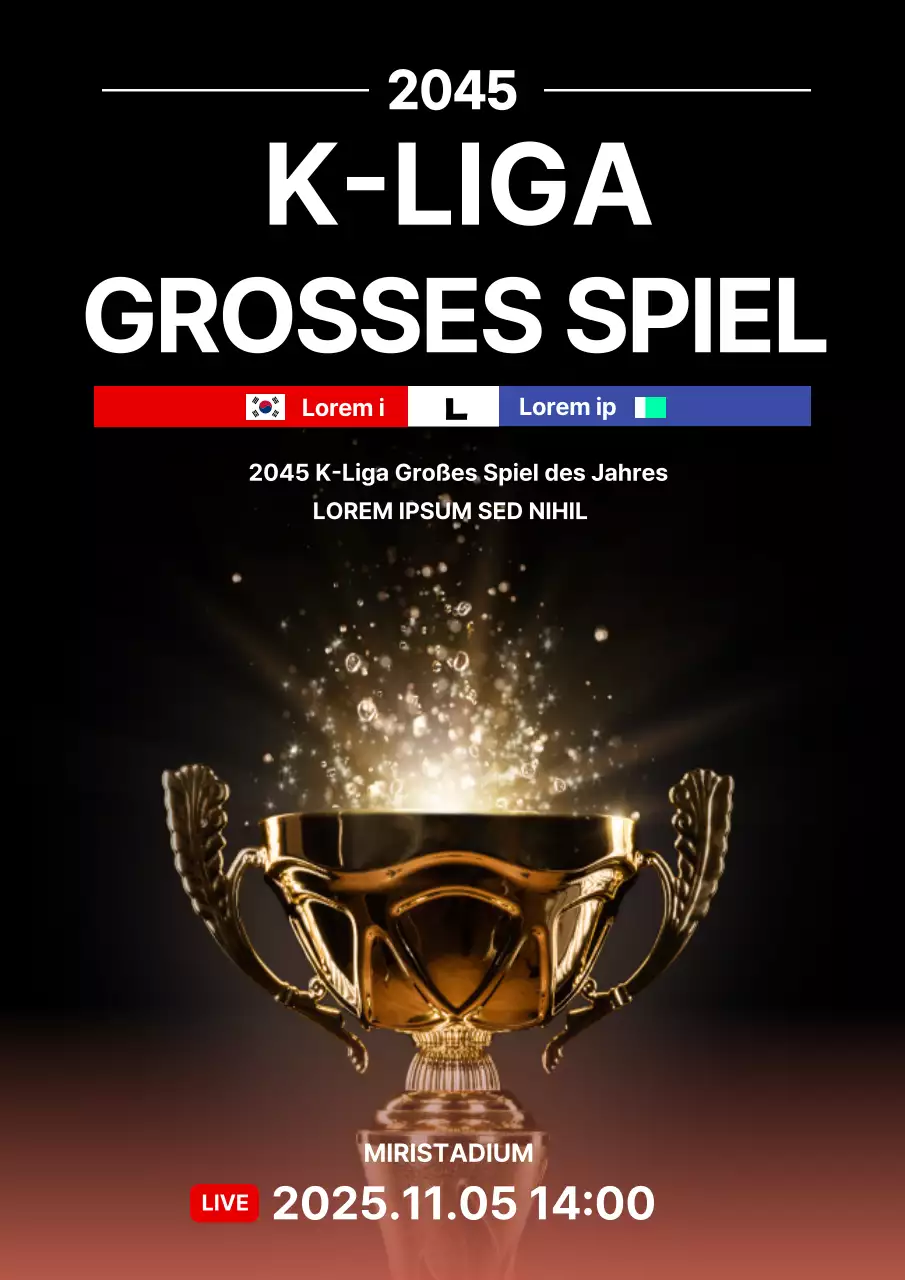 Schwarzes einfaches Webposter für ein Fußballspiel
