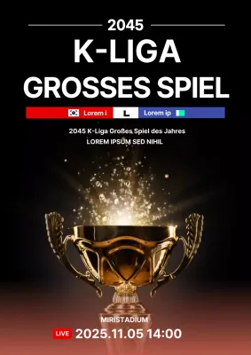 Schwarzes einfaches Webposter für ein Fußballspiel
