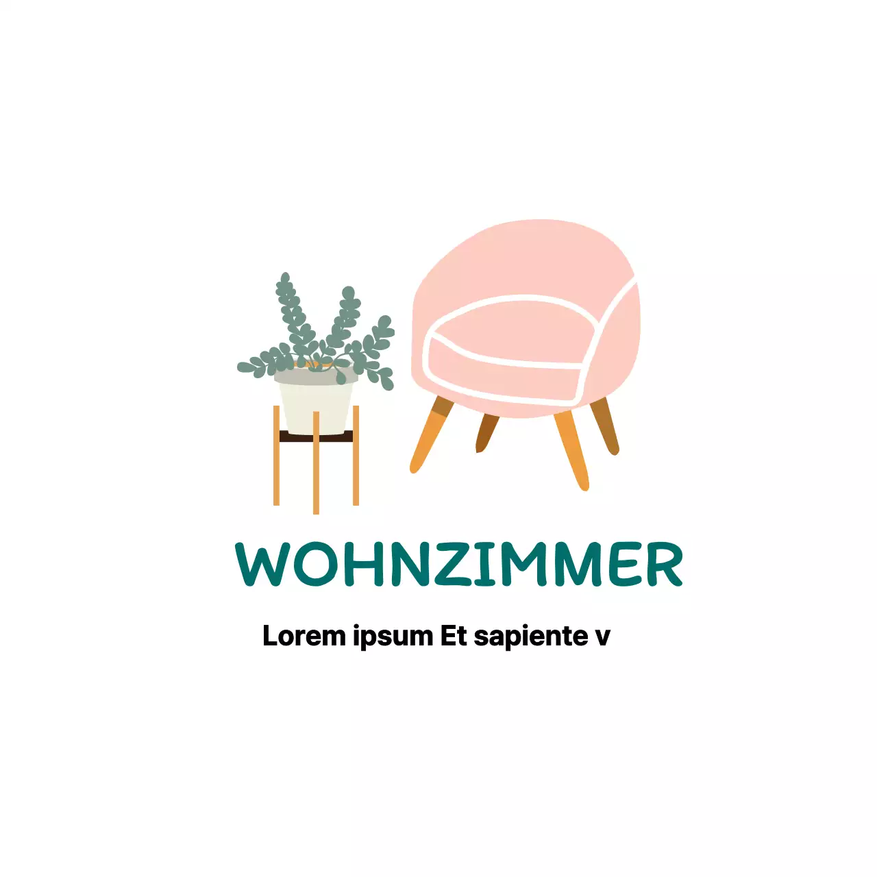 Saubere Innenetiketten mit rosa Illustrationen