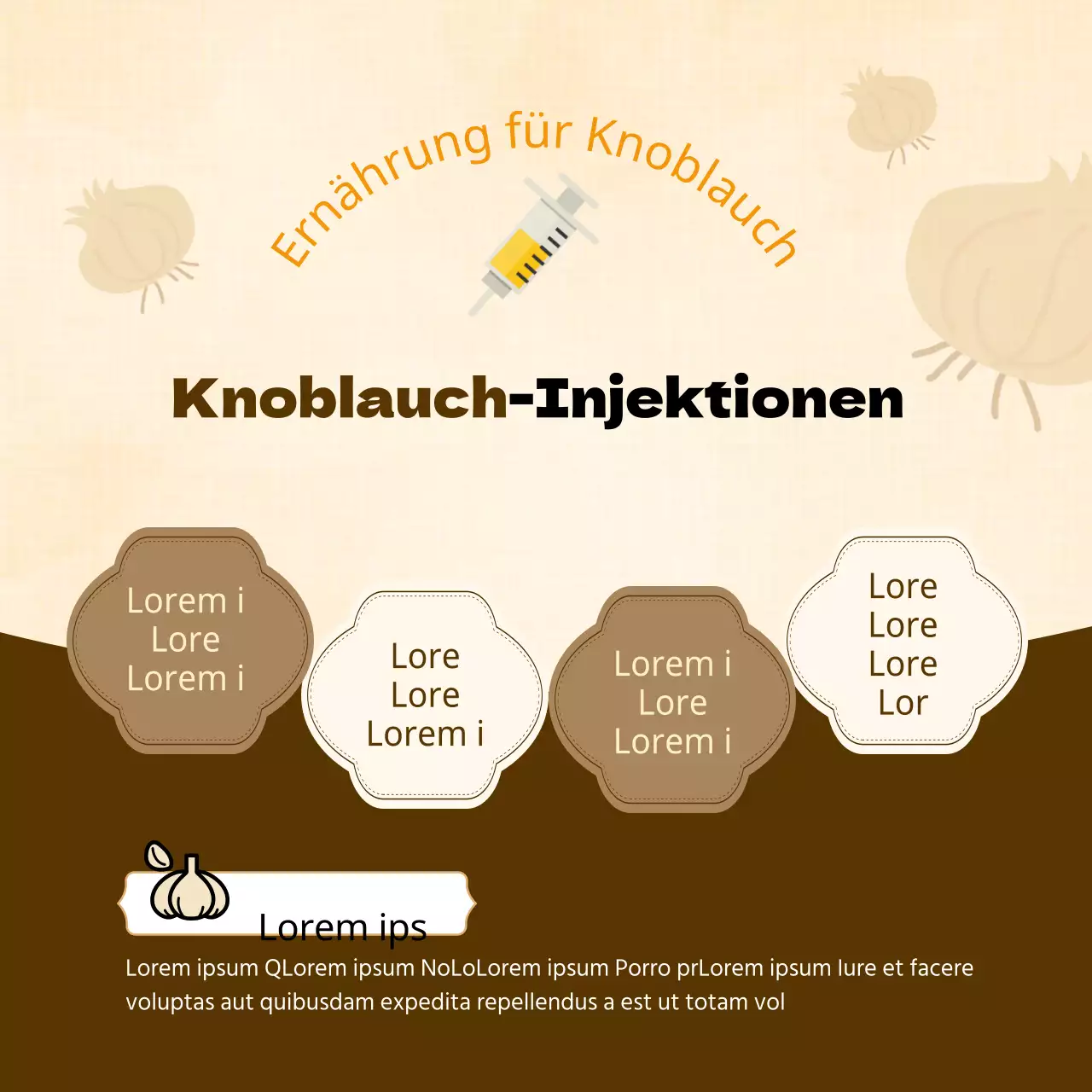 Braune und orangefarbene kosmetische Injektionen Werbepost