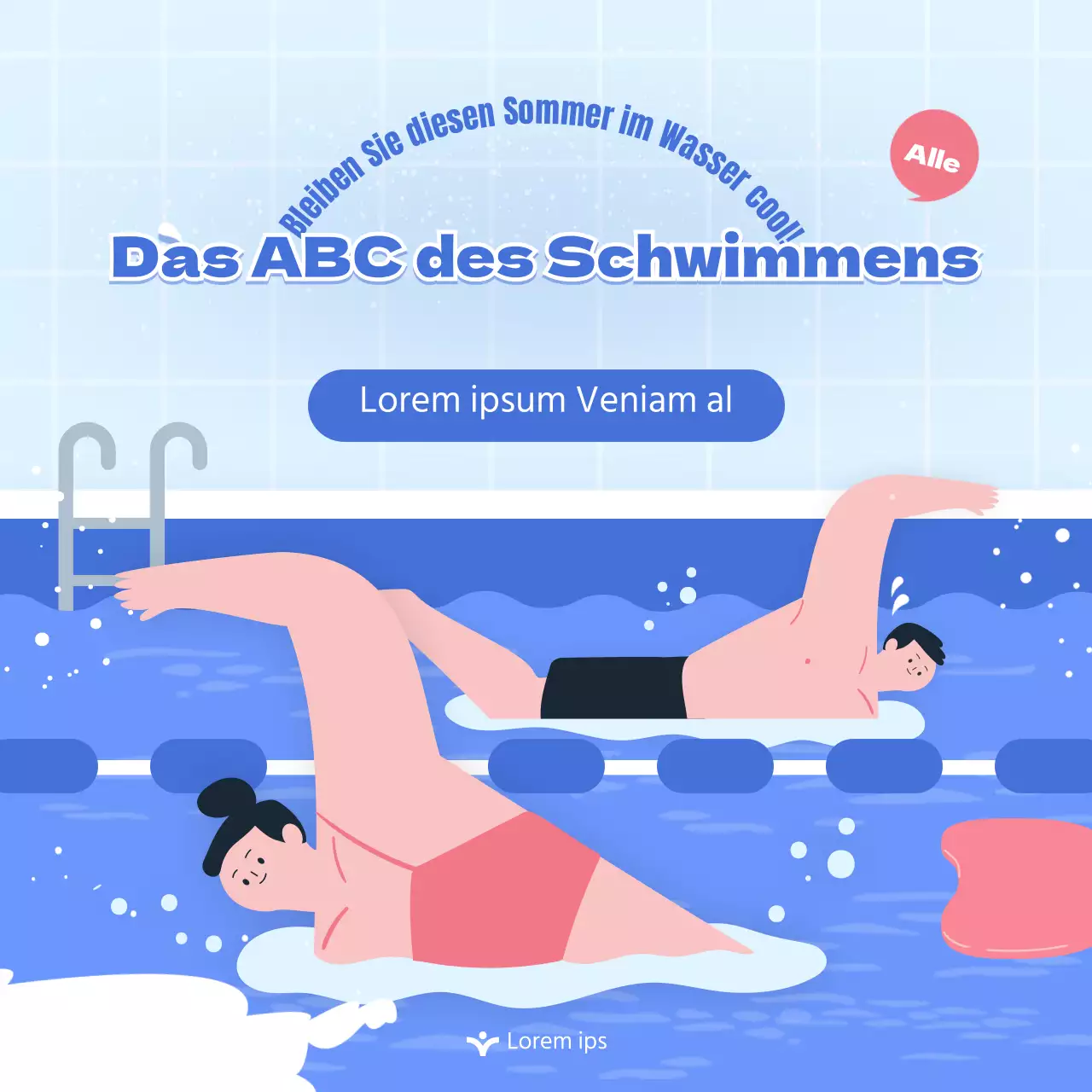 Blau-Rosa-Punkt-Illustration A bis Z der SchwimmkarteNews