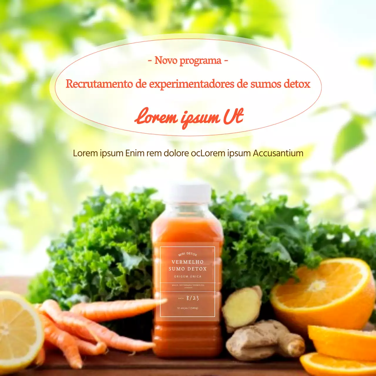 A fotografia verde e cor de laranja destaca o Red Detox Wanted