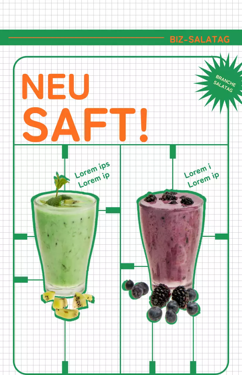 Bewerben Sie eine frisch aussehende Salat-Café-Karte mit einer Flagge