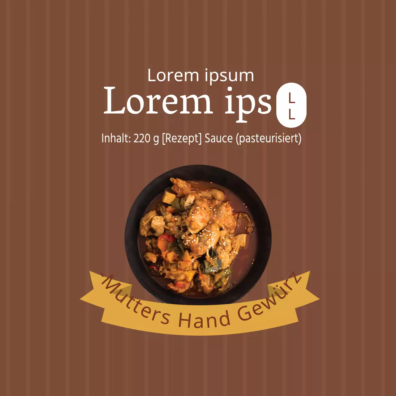 Braunes Etikett zum Würzen von Steaksauce