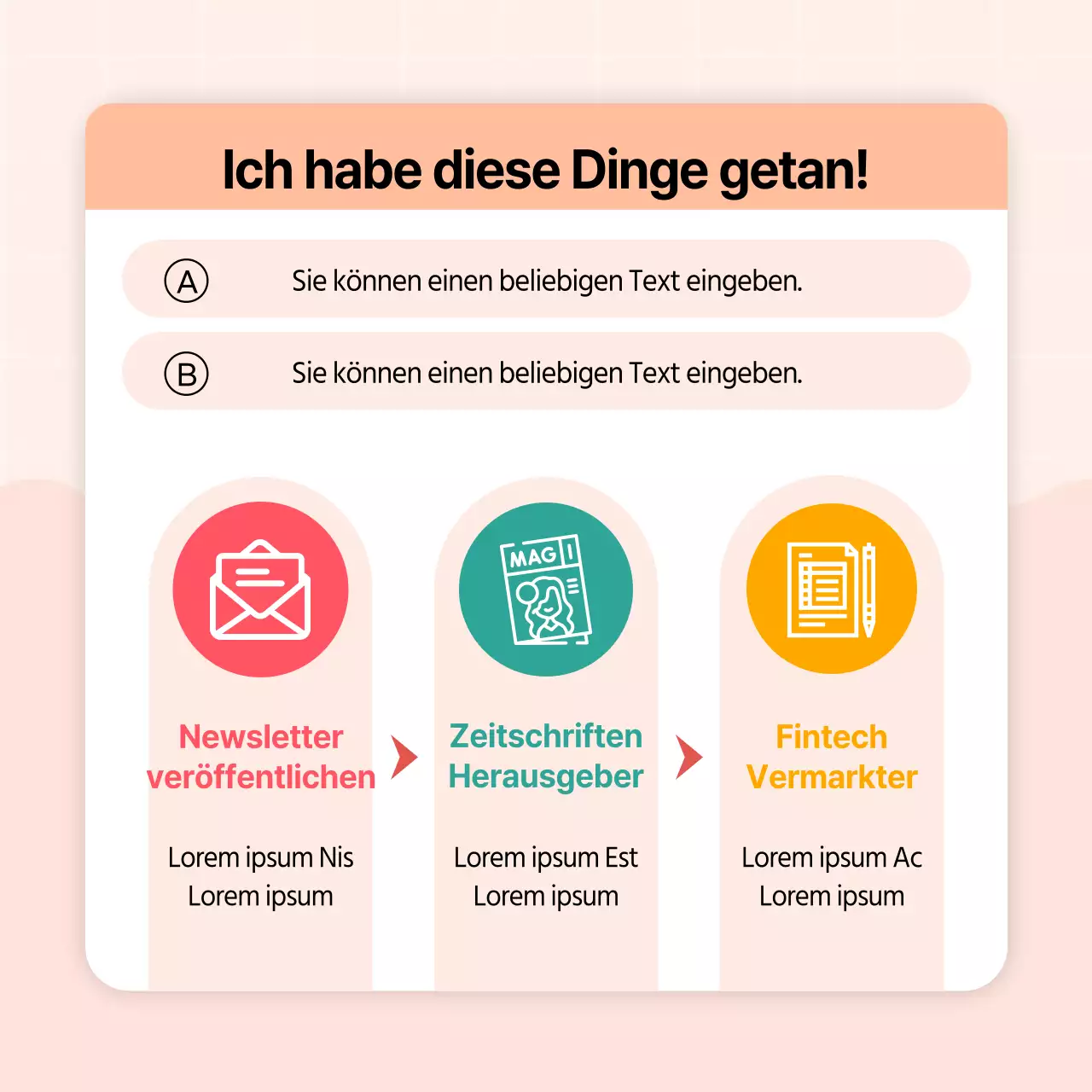 Kitschiges Profil in den sozialen Medien in Orange und Pink