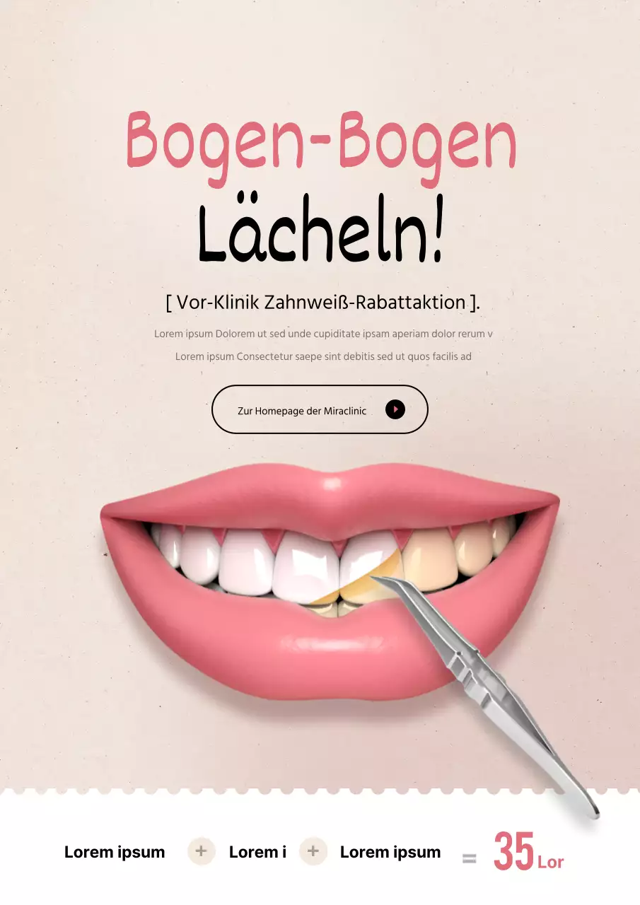 Zahnweiß-Event beim Zahnarzt mit Abbildungen von Elfenbeinzähnen