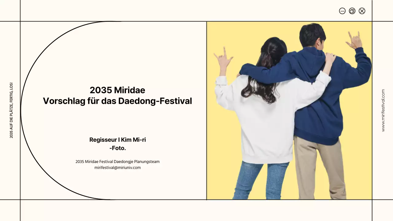 Elfenbeinfarbene und gelbe Rahmen markieren den Vorschlag für ein Universitätsfest