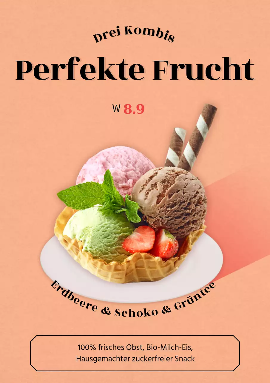 Sommergetränkekarte in Orange hervorgehoben