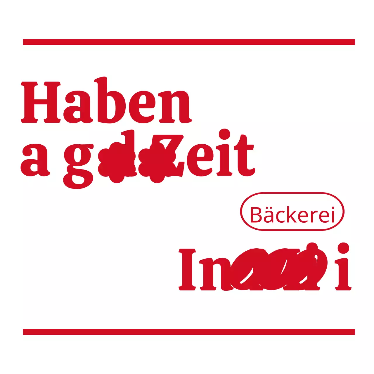 Einfacher, niedlicher Text und Emoji-Kombi-Stil Cafe in Rot