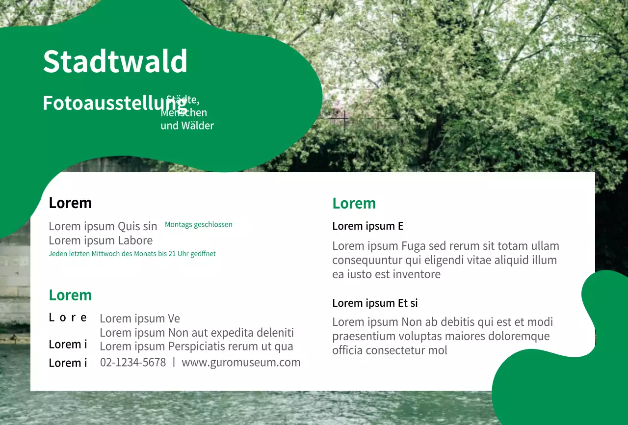 Postkarte zur Werbung für eine Ausstellung über grüne Fotografie