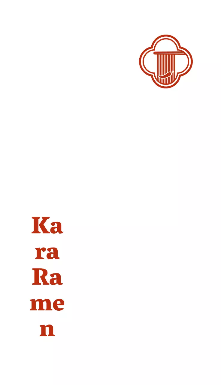 Japanische Ramen mit einem rot-weißen Blumenlogo