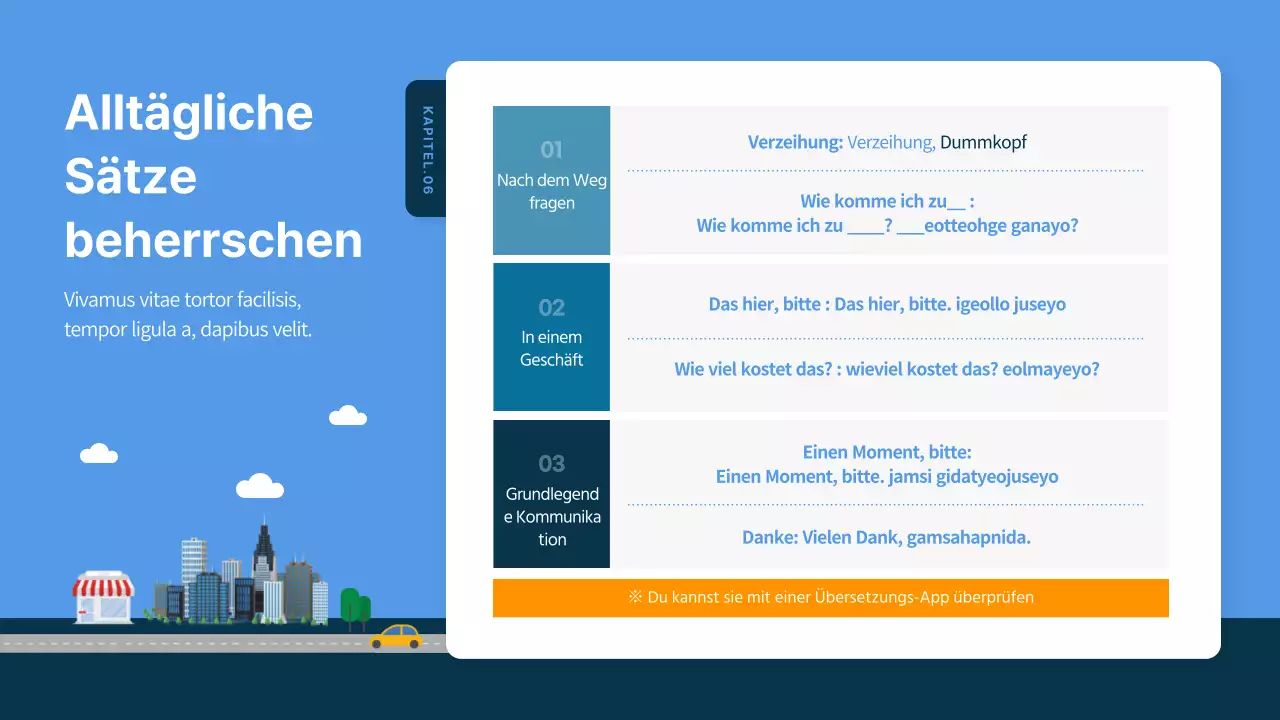 Blau und marineblau illustrierter Reiseführer für Südkorea