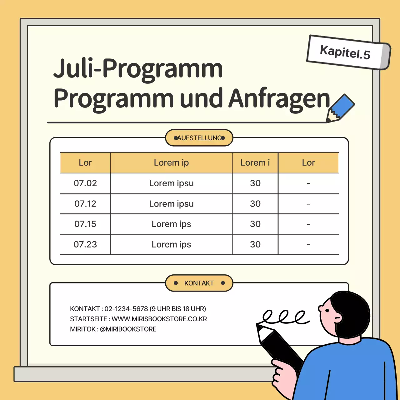 Geisteswissenschaftliche Vorlesung mit gelb-blauer studentischer Kreidetafelillustration