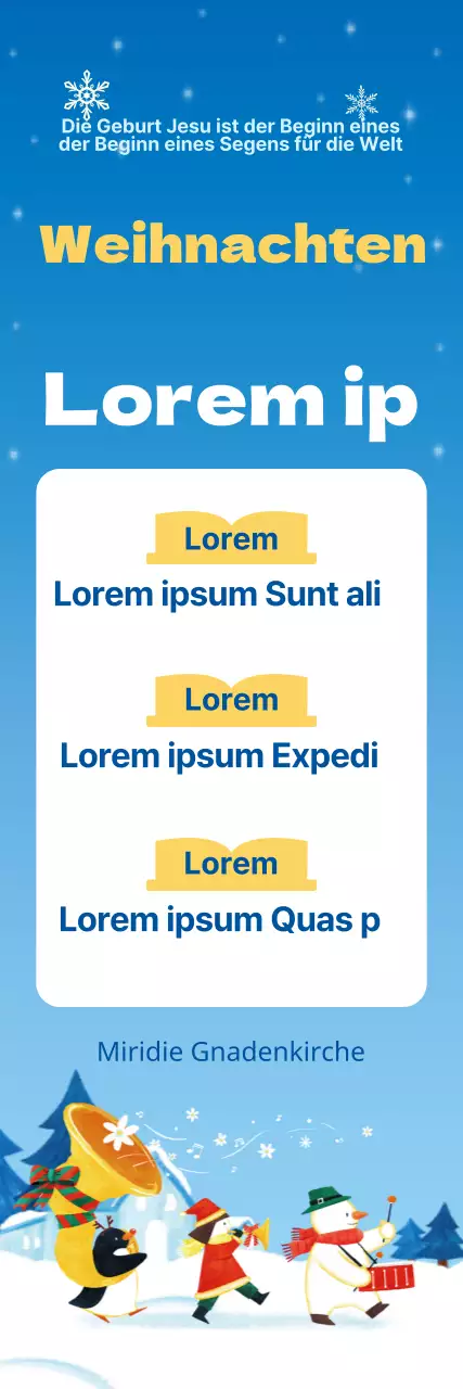 Hellblaues Schnee-Bibelschul-Weihnachtsbanner