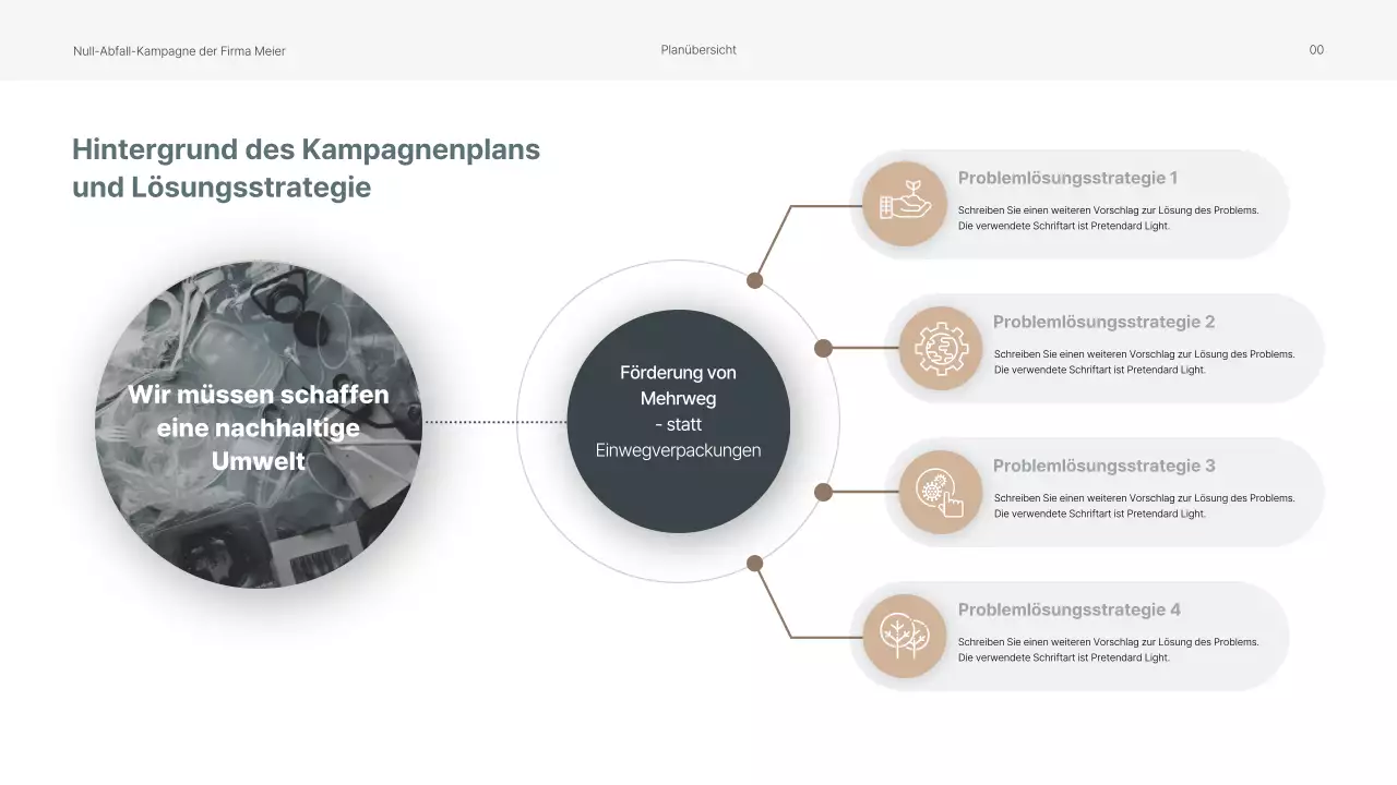 Präsentation eines Pitches für eine interne Umweltkampagne in beruhigenden Grüntönen