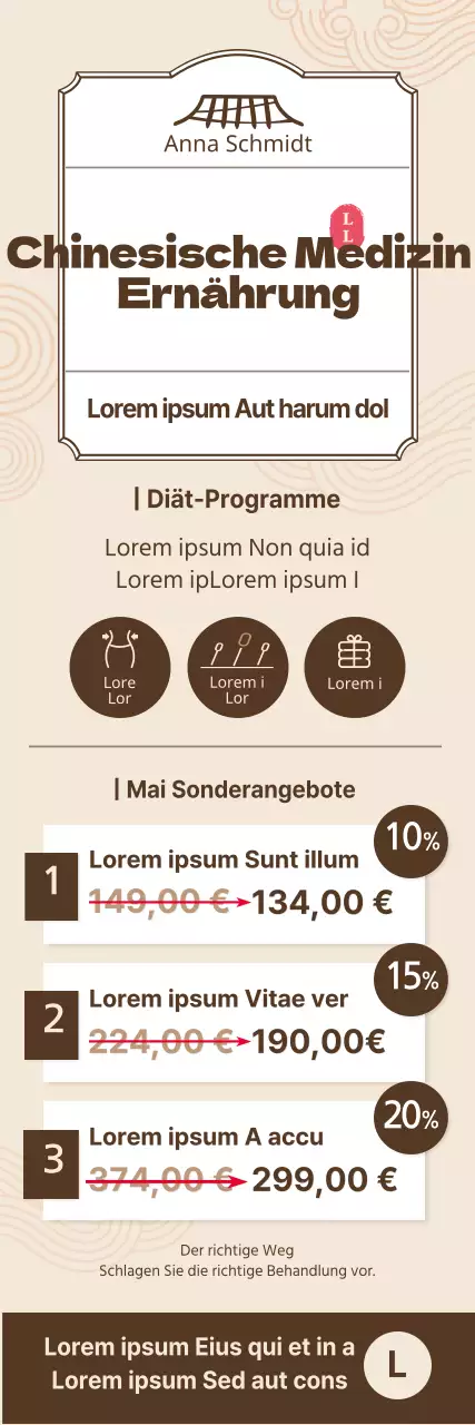 Einfacher Stil in Gelb und Braun Chinesische Medizin Diätprogramm Preisliste