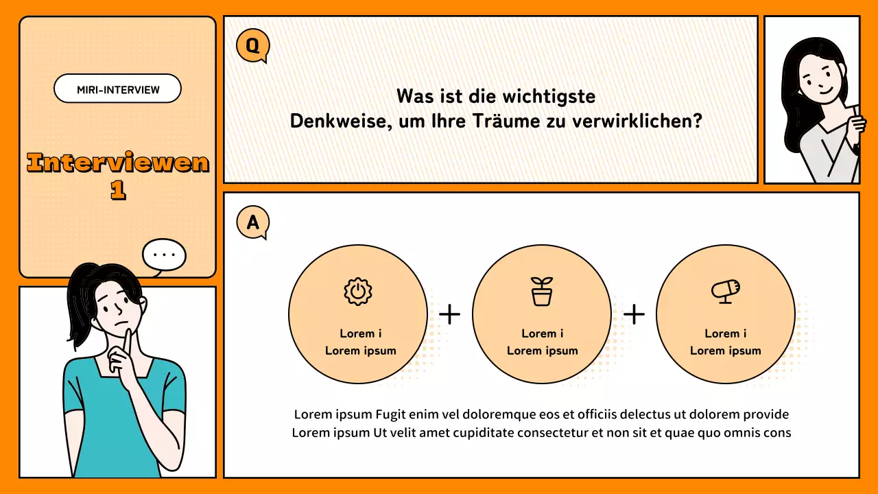 Einfache orangefarbene Q&A-Präsentation