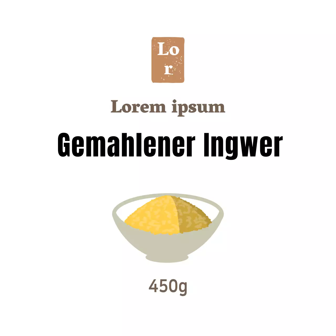 Weiße einfache Feinkostbeilage Ingwerpulveraufkleber