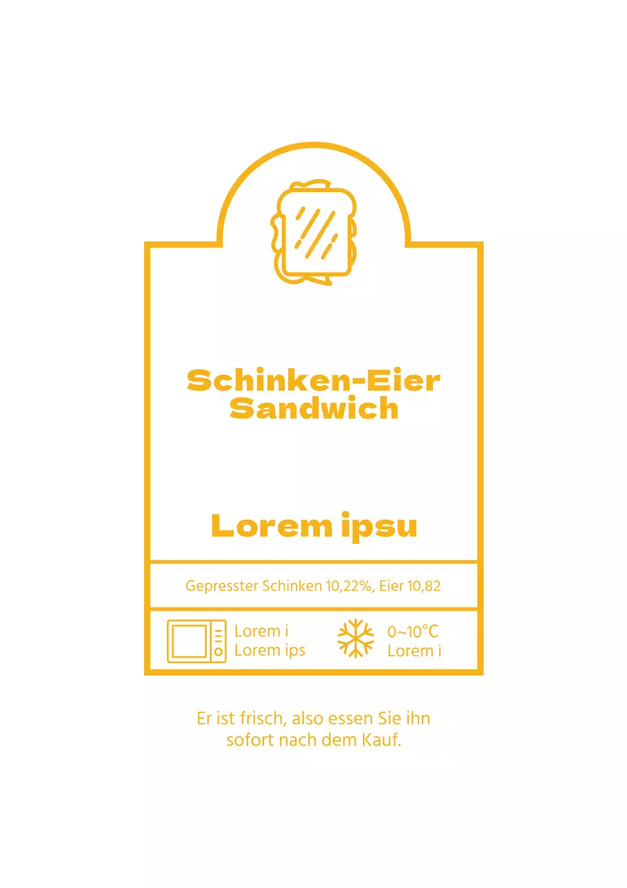 Einfaches, gelbes Plakat zur Bewerbung eines Sandwich-Menüs