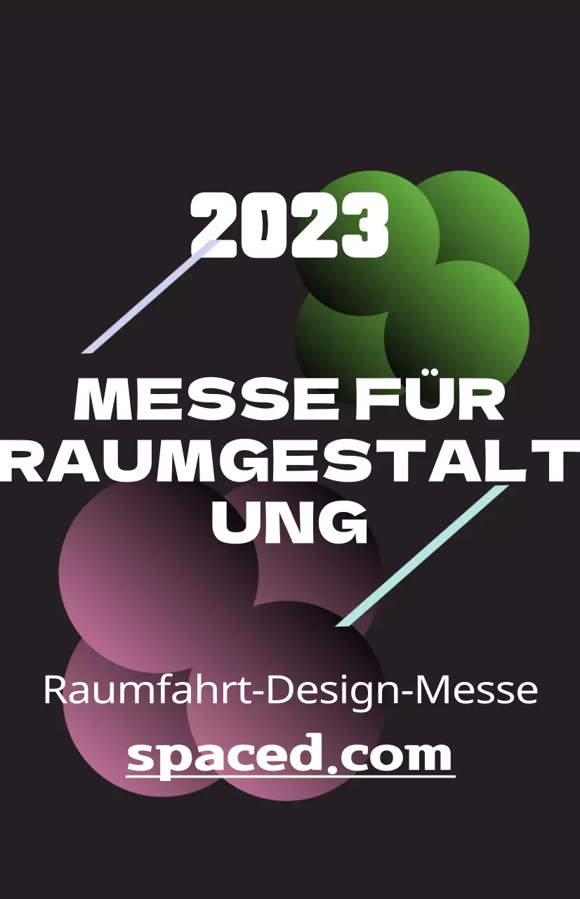 Fördern Sie eine Messe für räumliches Design mit farbenfrohen Illustrationen von Formen und Text.