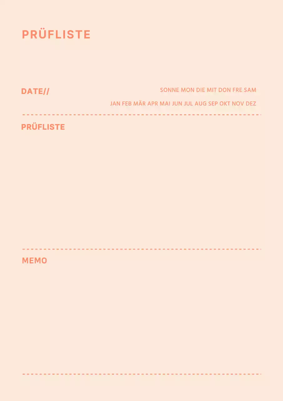 Gepunktete Checkliste mit einem orangefarbenen minimalistischen Konzept