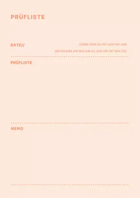 Gepunktete Checkliste mit einem orangefarbenen minimalistischen Konzept