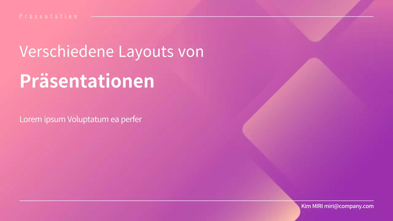 Präsentation verschiedener Layouts mit rosa Verlaufsgrafiken