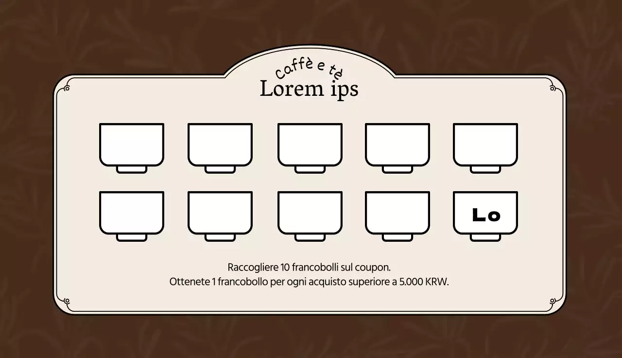 Marrone albicocca illustrazione logo caffè tè coupon