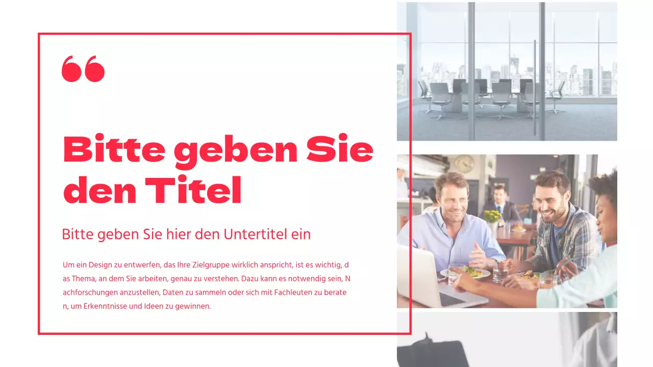 Diskussionsdarstellung der Texthervorhebung und des Fotolayouts in Rot