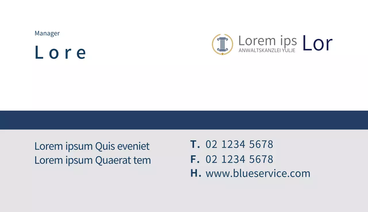 Blaues Logo saubere Anwaltskanzlei