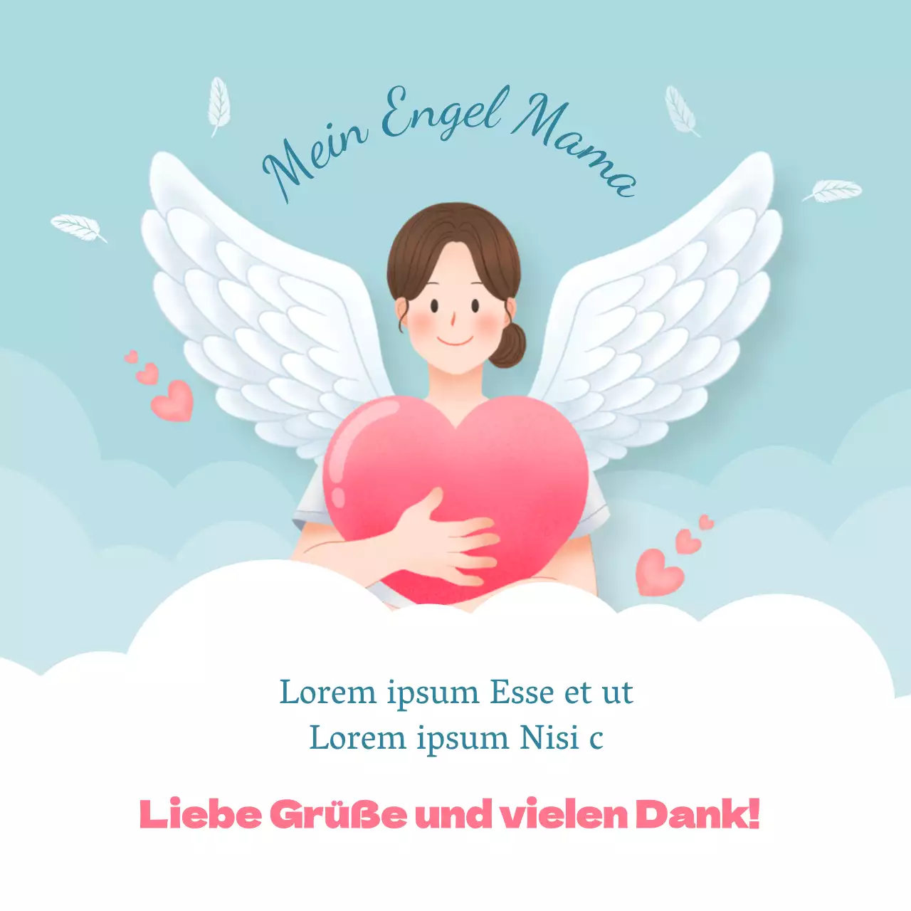 Muttertag Muttertag Dankeschön mit einem Engel in den Wolken Konzept