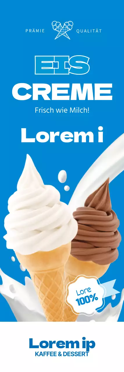 Blaues Foto hervorheben, um für sauberes Speiseeis zu werben