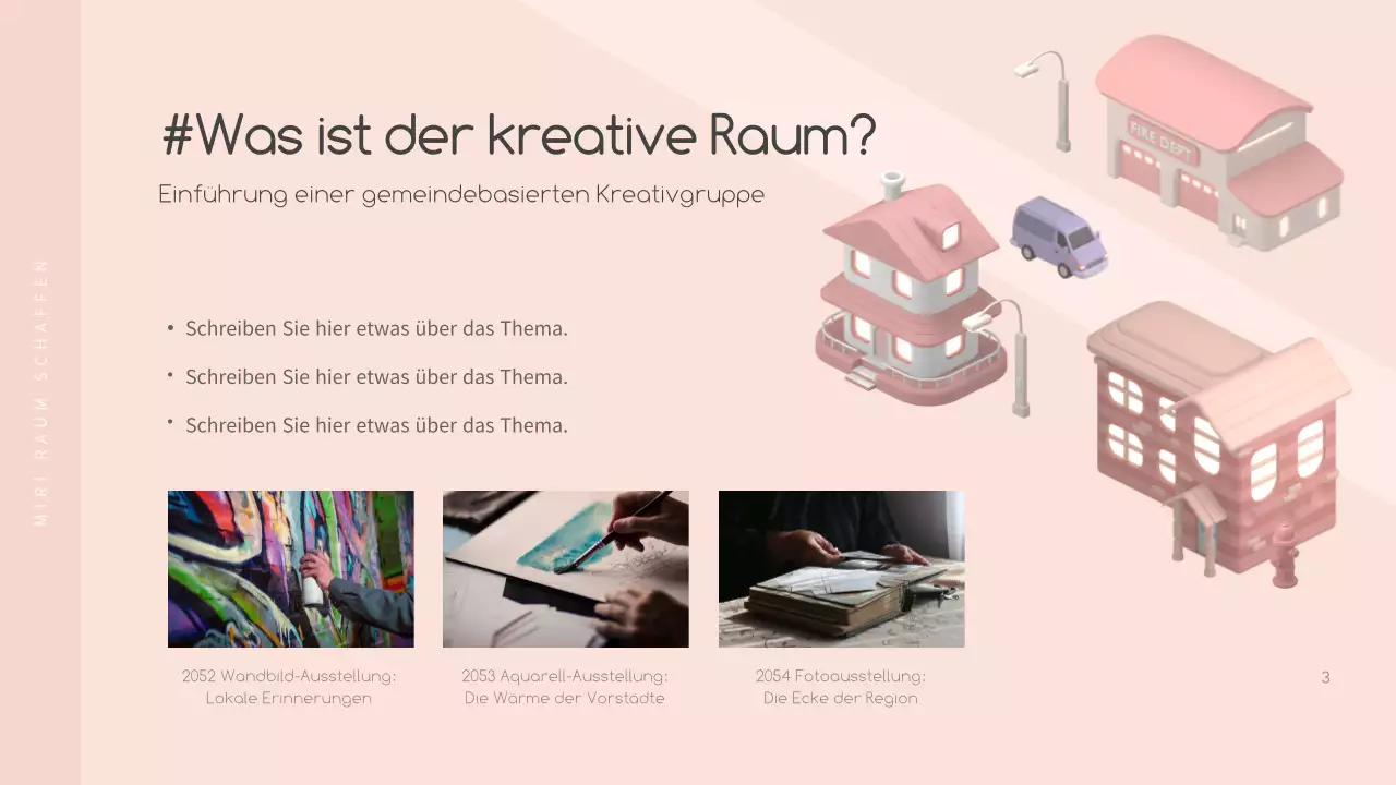 rosa 3d dreidimensionales konzept lokaler schöpfer einstellungsführer