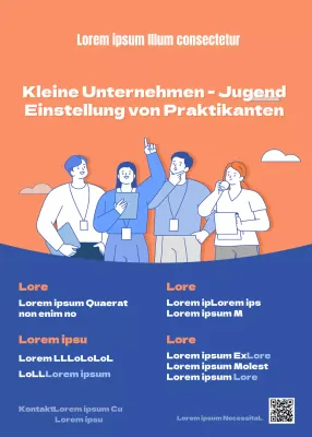 Rekrutierung zur Förderung eines orange-blauen Jugendillustrationskonzepts